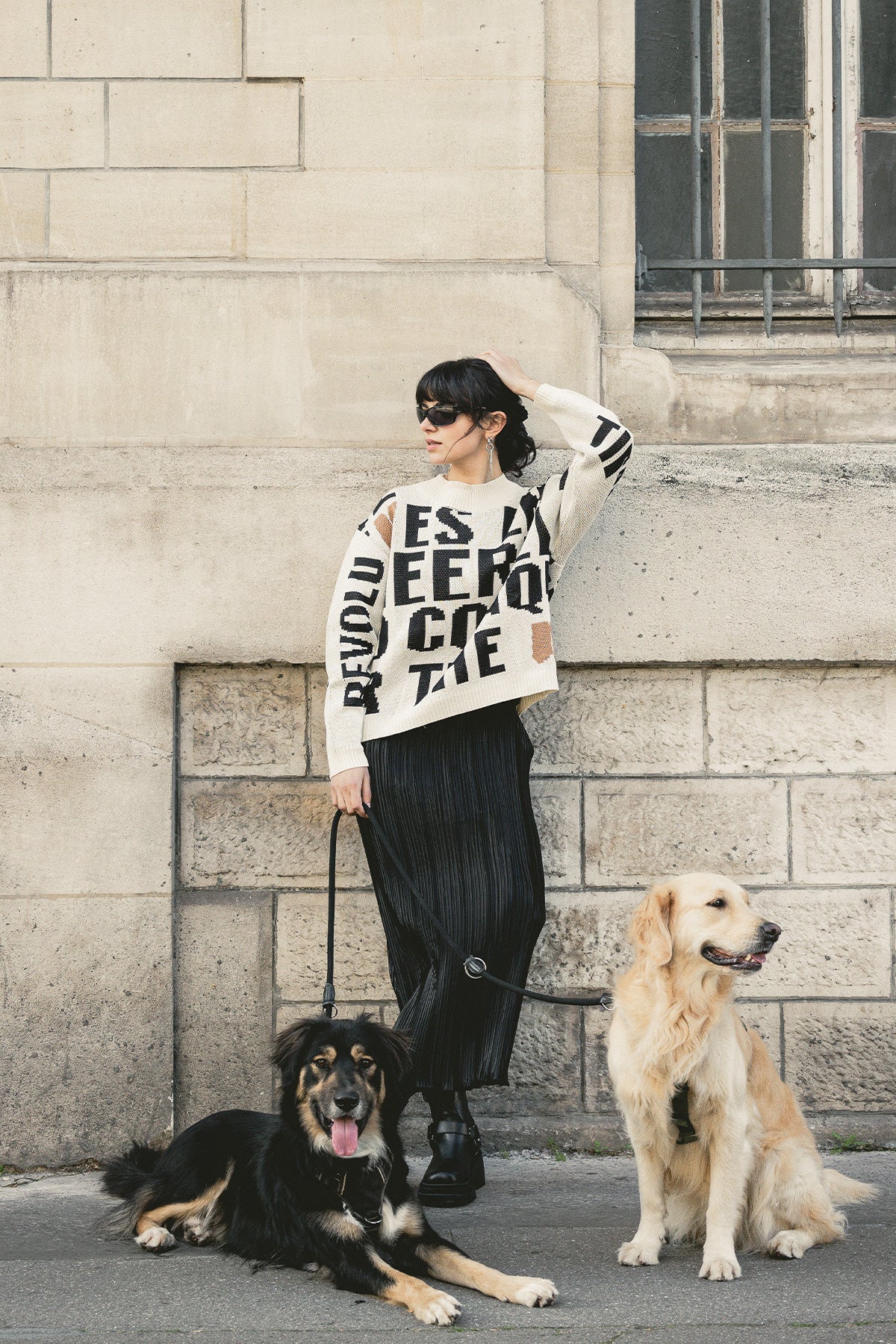 Pull Knowledge - beige, imprimé alphabet - Hello World Le Studio
