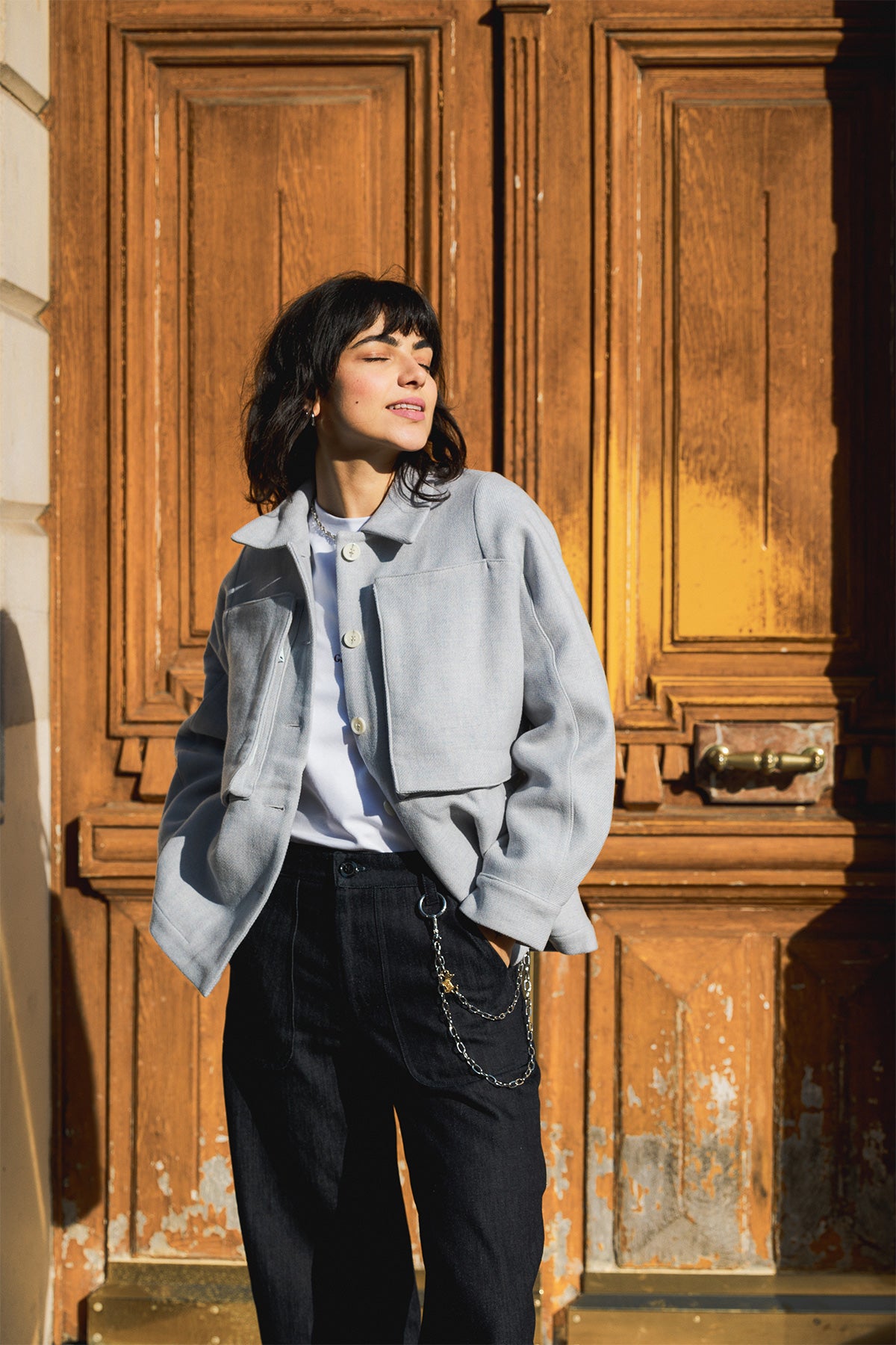 Veste Pokka Laine - bleu ciel, portée - Hello World Le Studio