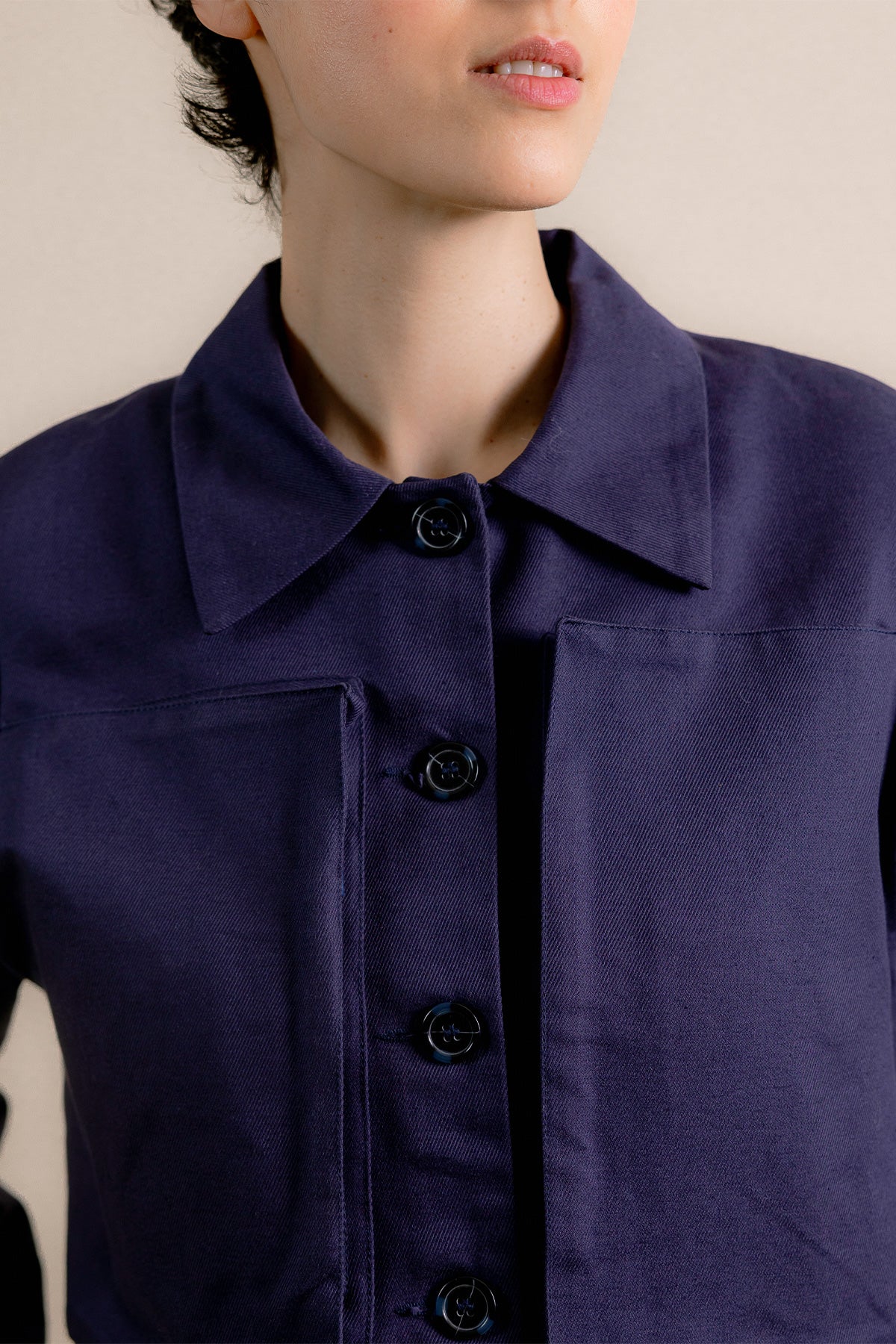 Veste Pokka Crop - détail tissu - Hello World Le Studio
